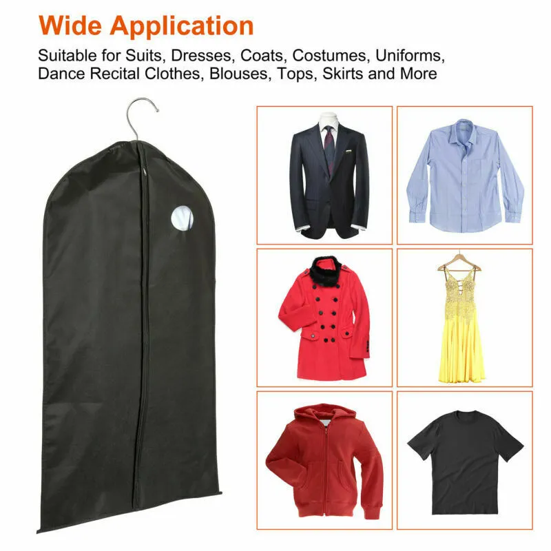 Set of 5 Premium Garment Bags with transparent window - Zipper/39"