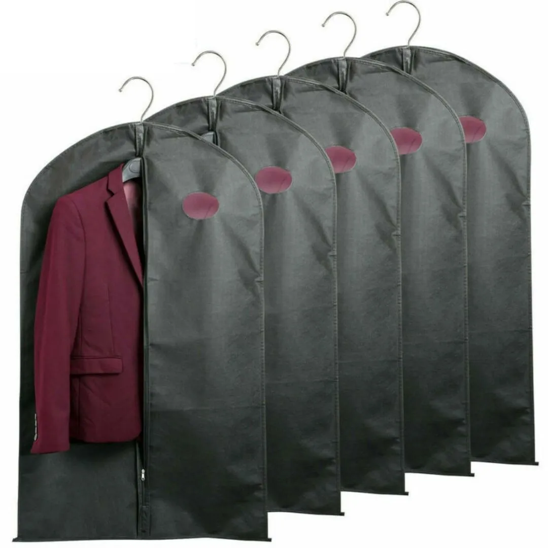 Set of 5 Premium Garment Bags with transparent window - Zipper/39"