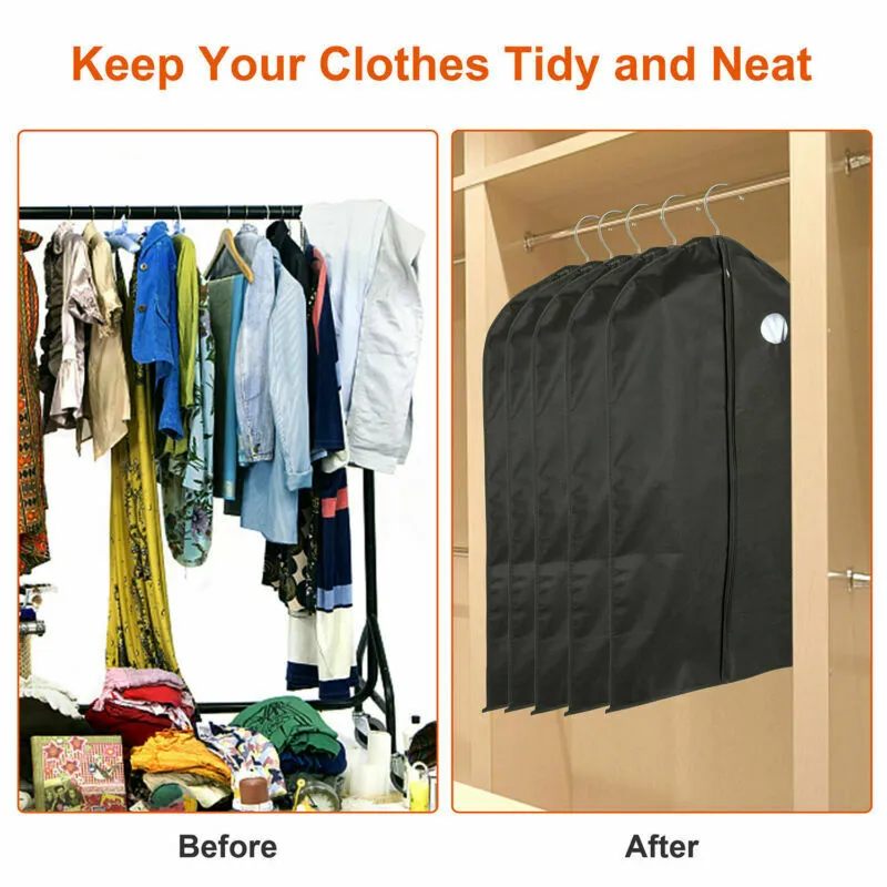 Set of 5 Premium Garment Bags with transparent window - Zipper/39"
