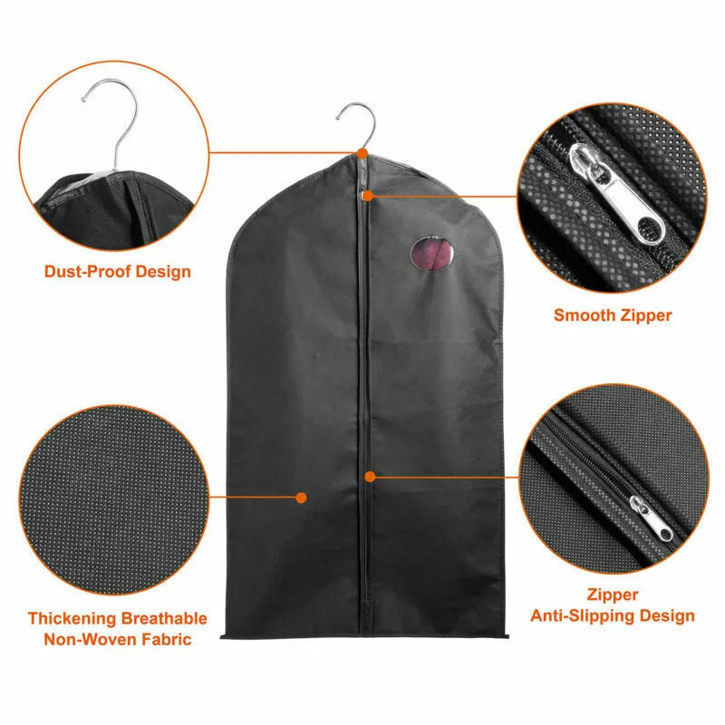 Set of 5 Premium Garment Bags with transparent window - Zipper/39"
