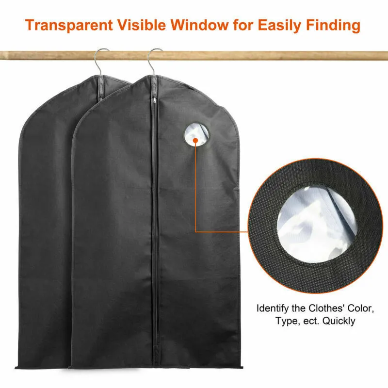 Set of 5 Premium Garment Bags with transparent window - Zipper/39"