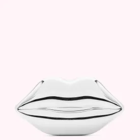 SILVER MIRROR SMALL LIPS CLUTCH BAG