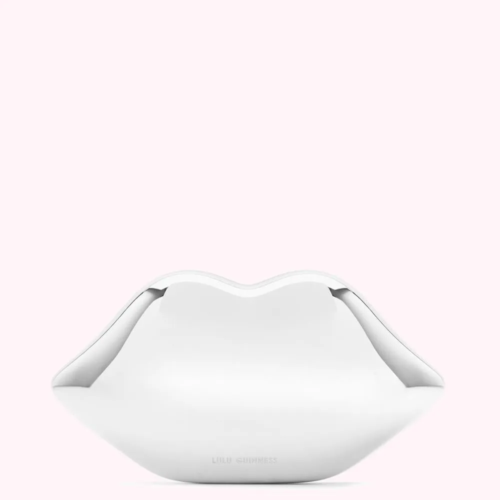 SILVER MIRROR SMALL LIPS CLUTCH BAG