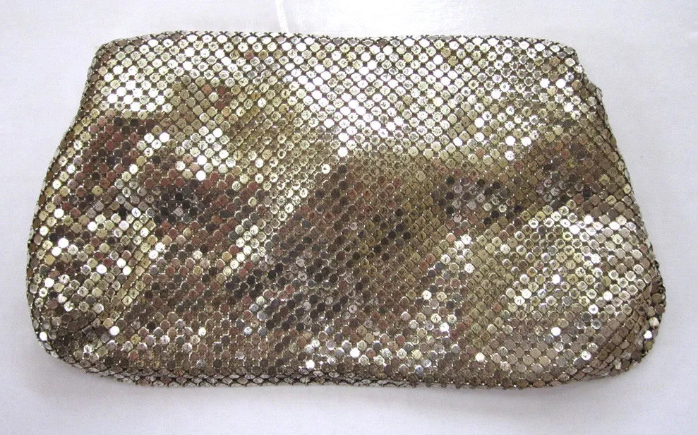 Silver-Tone Mesh Envelope Clutch Purse with Rhinestone Clasp