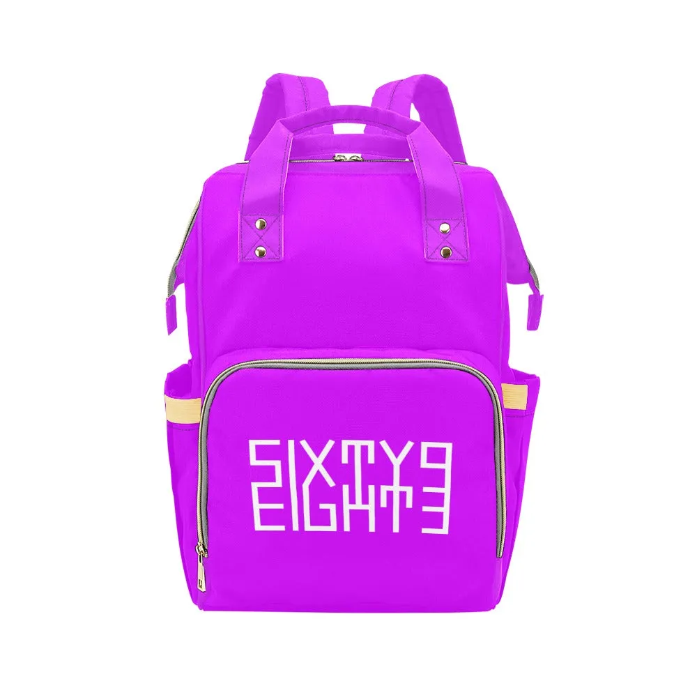 Sixty Eight 93 Logo White Purple Multi-Function BackPack