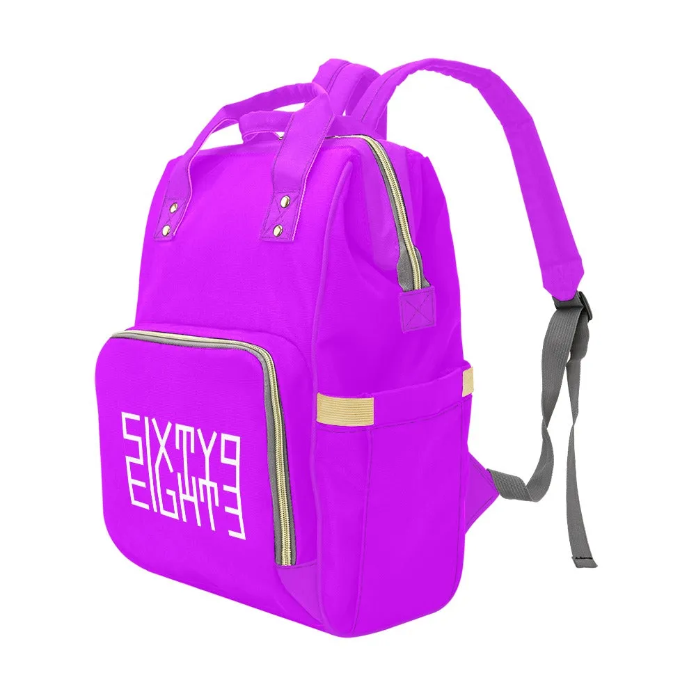 Sixty Eight 93 Logo White Purple Multi-Function BackPack