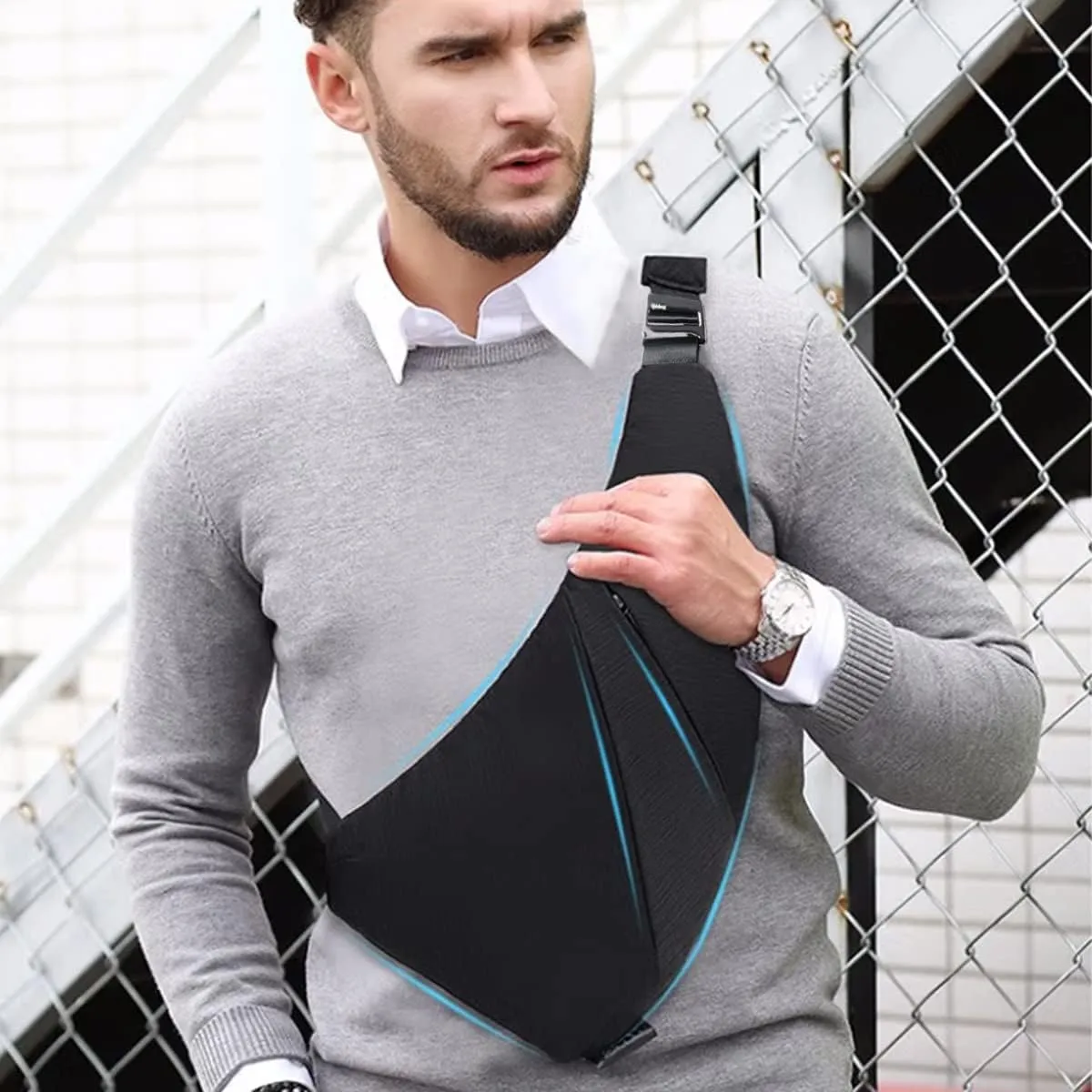 Sling Bag - Slim Crossbody Shoulder Backpack Anti-Theft Personal Pocket Chest Bag Travel Fanny Pack for Men Women