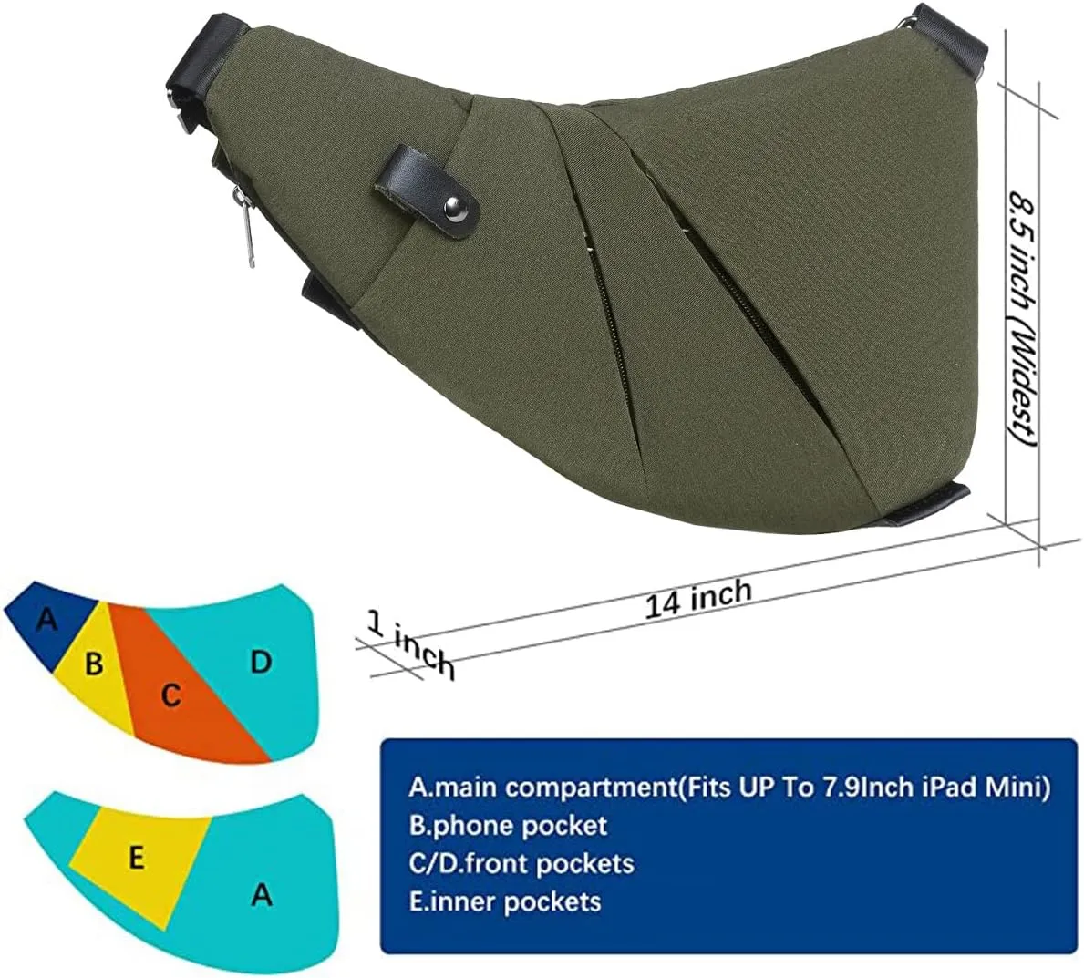 Sling Bag - Slim Crossbody Shoulder Backpack Anti-Theft Personal Pocket Chest Bag Travel Fanny Pack for Men Women