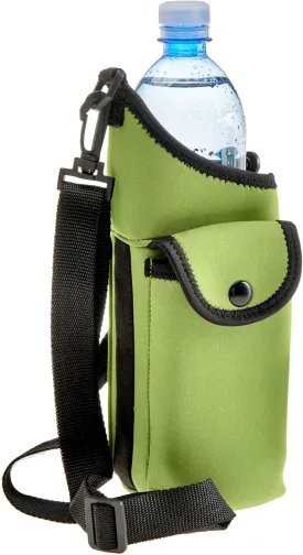 Smooth Trip AquaPockets Water Bottle Holder - Insulating Neoprene Sling Bag With Phone Pouch and Adjustable Strap for Walking and Hiking - Fits up to 32 oz. Bottles