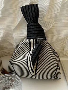 Striped Woven Handbag