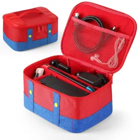 Switch Carrying Case, Nintendo Switch/Switch OLED Compatible Storage Carrying Case, Soft Shell Protective Travel Case Messenger Bag Oxford for NS SD Console Dock JoyCons Accessories, Blue & Red