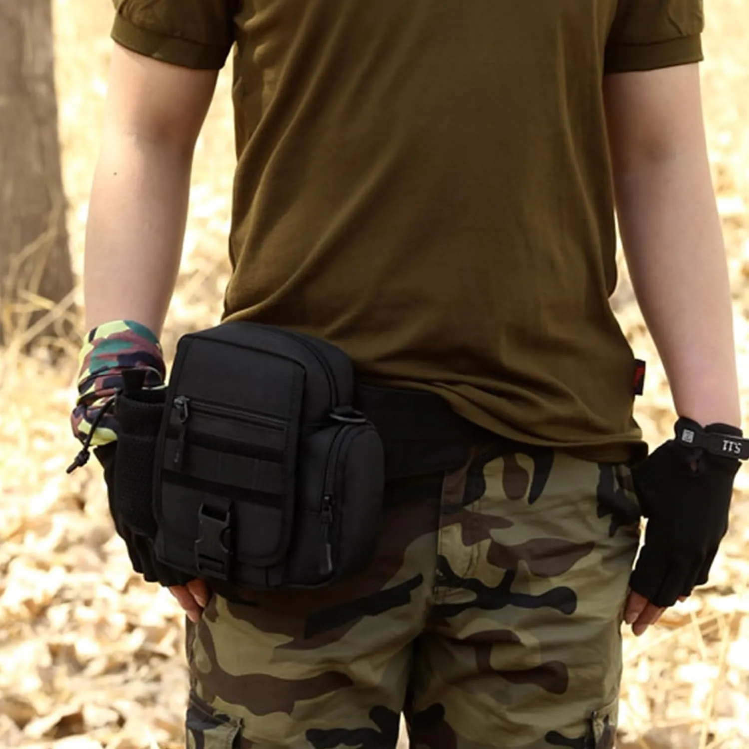 Tactical Waist Bag for Men Shoulder Bag Hiking Multi-Purpose Bag Portable Fanny Pack with Pockets Camping Bags Concealed Carry Outdoor Travel 1000D Nylon Waterproof (Black)