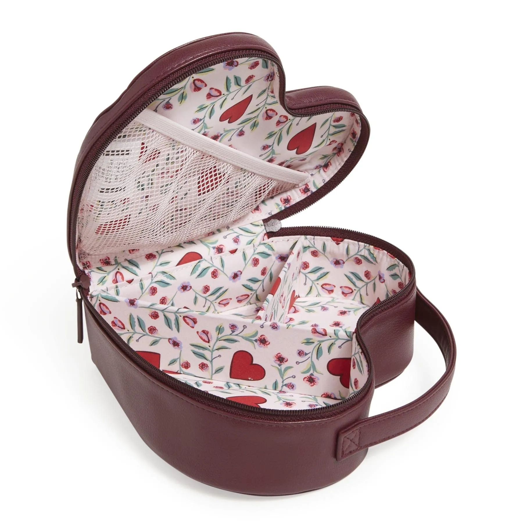 Vera Bradley Women's Novelty Cosmetic Makeup Organizer Bag, Imperial Hearts Red, One Size