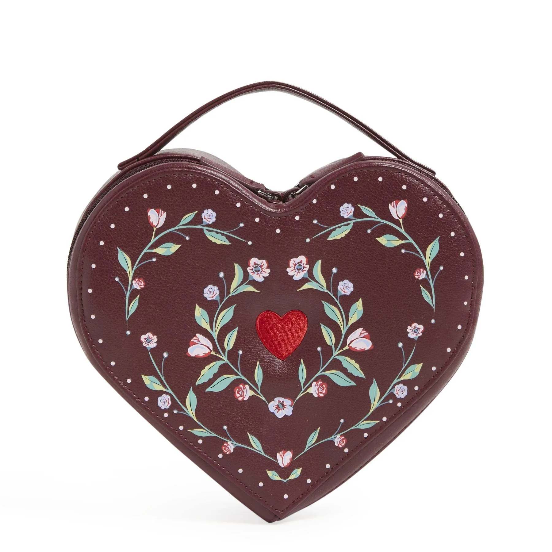 Vera Bradley Women's Novelty Cosmetic Makeup Organizer Bag, Imperial Hearts Red, One Size