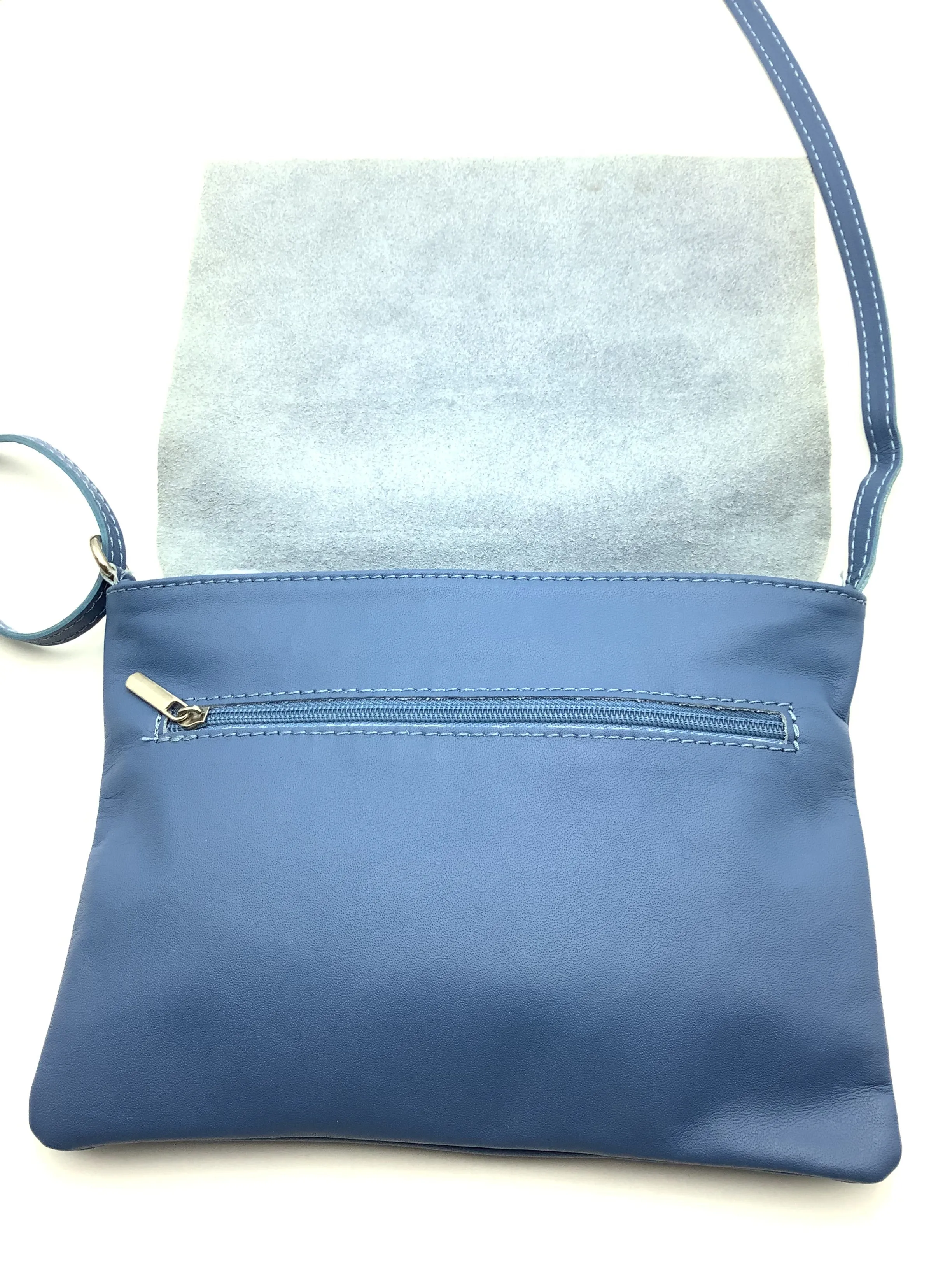 Vera Pelle Shoulder Bag Blue  Made In Italy