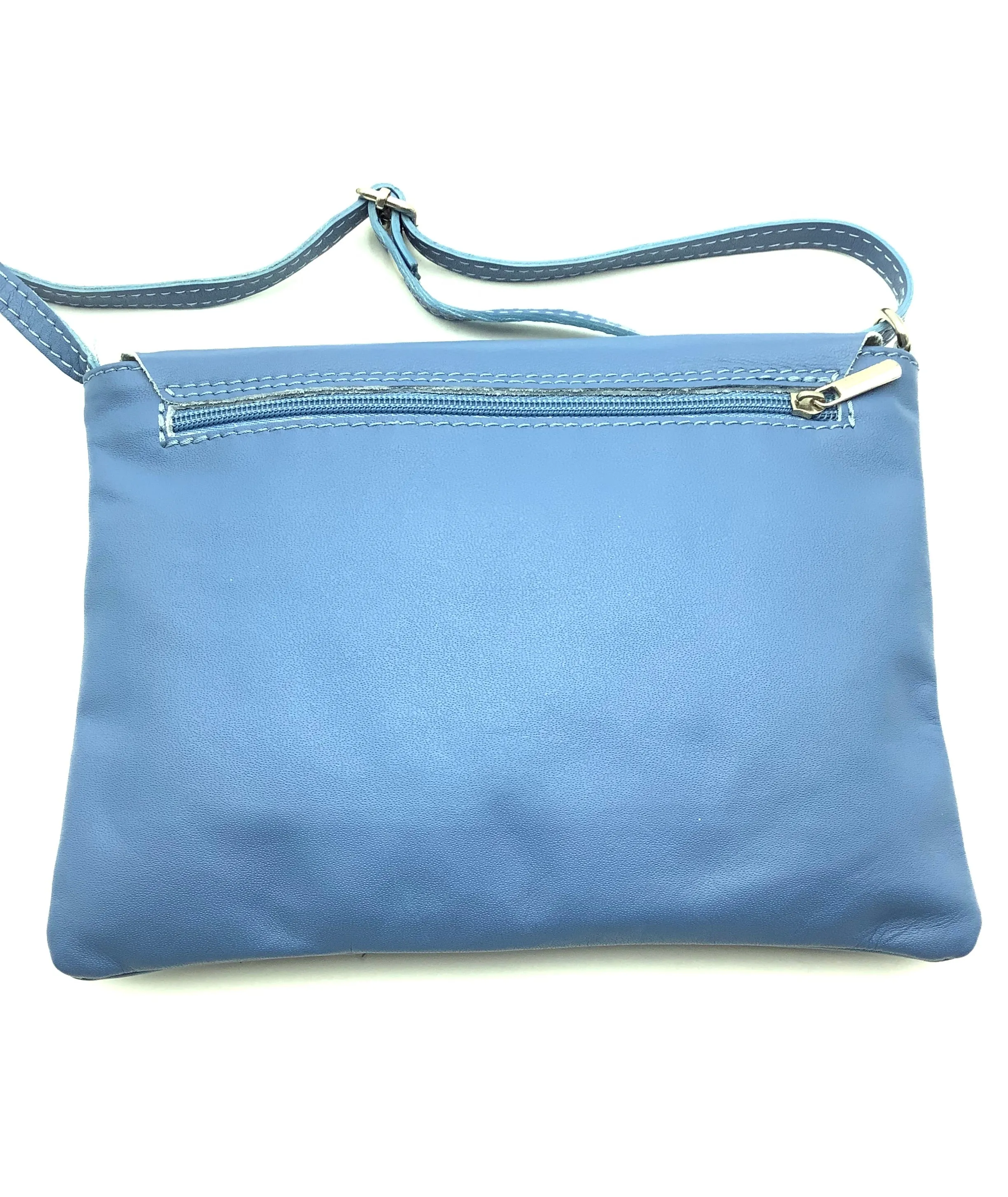 Vera Pelle Shoulder Bag Blue  Made In Italy