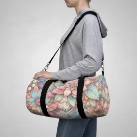 Vibrant Floral Polyester Duffel Bag